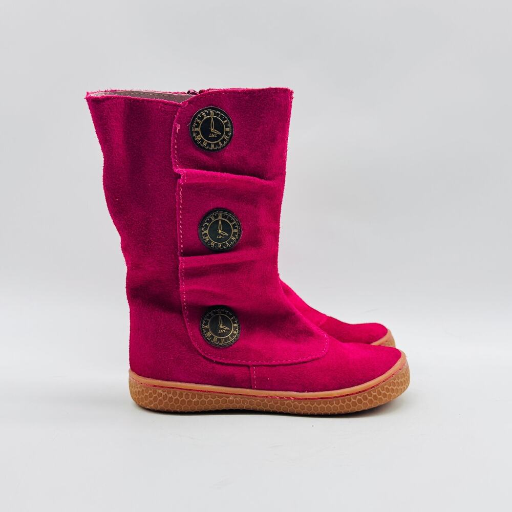 Livie Luca Boots Girls 8C Pink Sude Runched Tiempo Casual Mid Calf Shoes